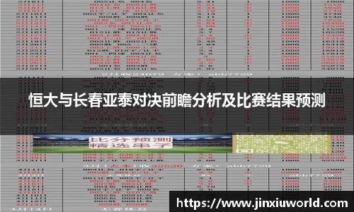 恒大与长春亚泰对决前瞻分析及比赛结果预测